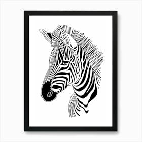Zebra Head animal lines art Art Print