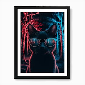 Black Cat In Sunglasses Art Print