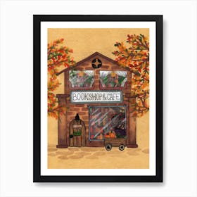 Cozy Book Cafe and Shop Art Print
