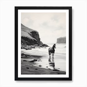 A Horse Oil Painting In Anakena Beach, Easter Island, Portrait 2 Art Print