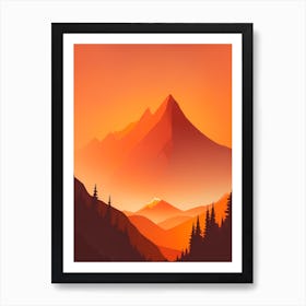 Misty Mountains Vertical Composition In Orange Tone 253 Art Print