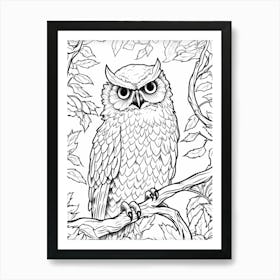 Line Art Jungle Animal Harpy Eagle 3 Art Print