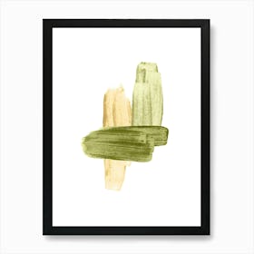 Green Brush Strokes Art Print