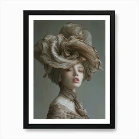 Portrait Of A Woman Wearing A Large Hat Art Print