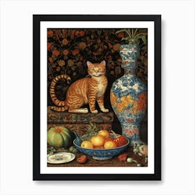 Stock With A Cat 3 William Morris Style Art Print