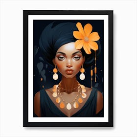 African Girl With Flower Art Print