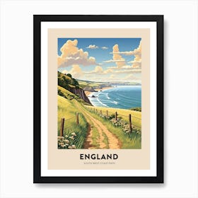 South West Coast Path England 2 Vintage Hiking Travel Poster Art Print