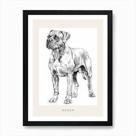 Boxer Dog Line Sketch 3 Poster Art Print