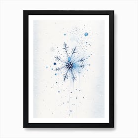 Graupel, Snowflakes, Minimalist Watercolour 1 Art Print
