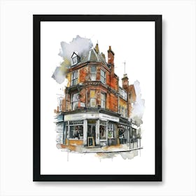 Sutton London Borough   Street Watercolour 2 Art Print