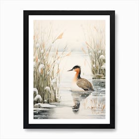 Winter Bird Painting Grebe 3 Art Print