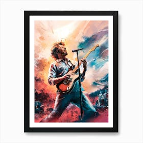 Male Rock Guitarist Abstract Painting #3 Art Print