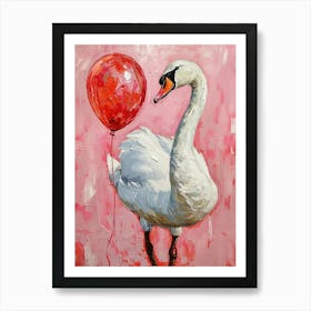 Cute Swan With Balloon Art Print