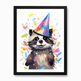 Cute Kawaii Cartoon Raccoon 5 Art Print