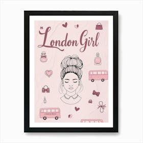 Pink London girl wall art Art Print