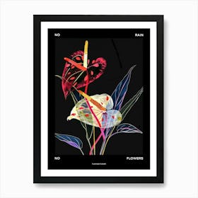 No Rain No Flowers Poster Flamingo Flower 2 Art Print