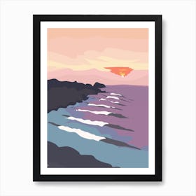 Chicama, Peru Ocean Waves at Sunset Art Print