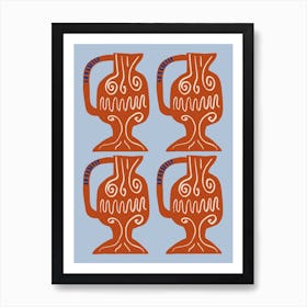 Ceramic Pitchers Pattern In Terra Red Art Print