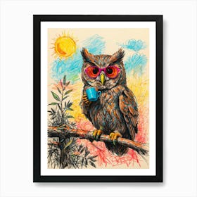 Owl In Sunglasses Art Print