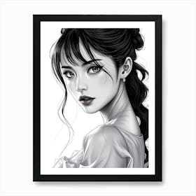 Black And White Beauty Drawing Art Print