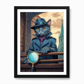 Detective Cat Art Print