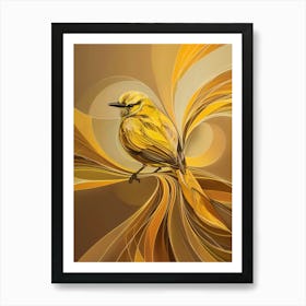 Abstract golden bird with swirls Art Print