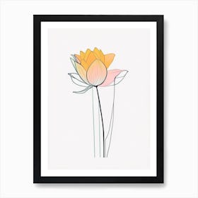 Lotus Flower Bouquet Minimal Line Drawing 1 Art Print