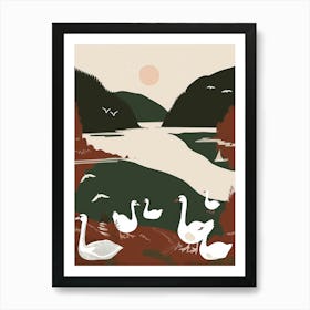 Swans By The Lake Art Print