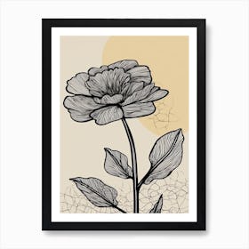 Line Art Marigold Flowers Illustration Neutral 5 Art Print