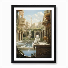 Cat Rococo Style In A Courtyeard 4 Art Print