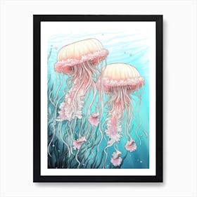 Lions Mane Jellyfish Illustration 2 Art Print