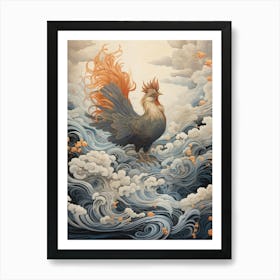 Rooster 2 Gold Detail Painting Art Print