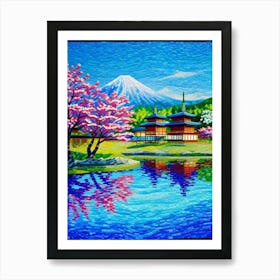 Japanese Cherry Blossoms Cherry Blossoms Mount Fuji Japan 1 Art Print