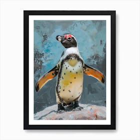 Galapagos Penguin Isabela Island Colour Block Painting 1 Art Print