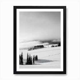 Furano, Japan Black And White Skiing Poster Art Print