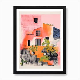 A House In Mallorca, Abstract Risograph Style 2 Art Print