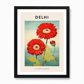 Delhi India Botanical Flower Market Poster Art Print