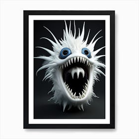 3d  Of A White Monster With Blue Eyes 1 Art Print