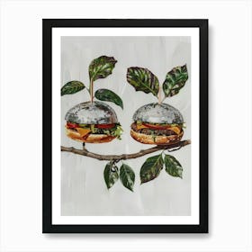 Disco Ball Burgers Tree Mosaic Painting Kitchen Art Print