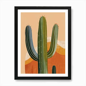 Saguaro Cactus Minimalist Abstract Illustration 4 Art Print