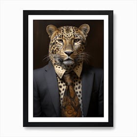 African Leopard Wearing A Suit 4 Art Print