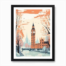 Vintage Winter Travel Illustration London United Kingdom 5 Art Print