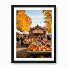 An Old Style Fall Fair Set Amid The Heart Of A Golden Hued Forest The Venue Is Bedecked With Lively 2 1 Art Print