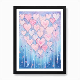 Pastel Blue & Pink Doodle Heart 4 Art Print