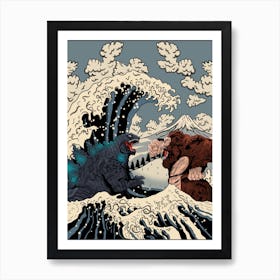 The Great Fight   King Kong Vs Godzilla 2 Art Print