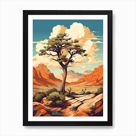  Retro Illustration Of A Joshua Tree In Rocky Mountain 3 Art Print