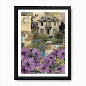 Purple Flowers Scrapbook Collage Cottage 4 Art Print