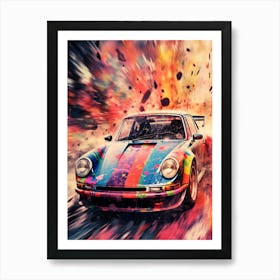 Porsche 911 - Race Car Retro Racing Car Art Print