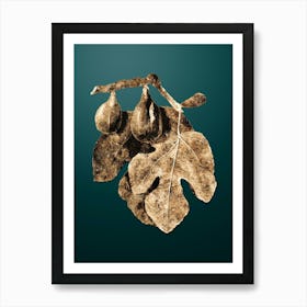 Gold Botanical Fig on Dark Teal n.2510 Art Print