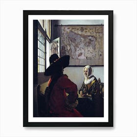 Johannes Vermeer, Jan Vermeer Van Delft - Officer And Laughing Girl 1657. Fine Art, Famous Work Of Art Master Artist, Famous Painting, Famous Painter, Famous Artist, Dutch Artist, Dutch Painter, Baroque Artists, Baroque Paintings Art Print